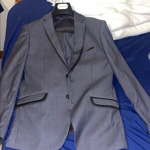 Men's Gray Blazer with Black Trim